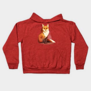 Waiting - stylized minimalistic fox painting Kids Hoodie